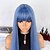 cheap Synthetic Wig-Synthetic Wig kinky Straight Natural Straight Neat Bang Machine Made Wig 24 inch Lake Blue Synthetic Hair Women&#039;s Classic Easy to Carry Blue