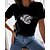 cheap Tees &amp; Tank Tops-Women&#039;s T shirt Tee Black White Cat 3D Print Short Sleeve Daily Weekend Basic Round Neck Regular 3D Cat Painting S