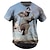 お買い得  動物とマペット-男性用 Tシャツ グラフィック 動物 象 クルーネック 衣類 3Dプリント アウトドア 日常 半袖 プリント ファッション デザイナー ヴィンテージ