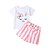 cheap Girls&#039; Clothing Sets-2 Pieces Toddler Girls&#039; T-shirt &amp; Shorts Clothing Set Outfit Rabbit Stripe Short Sleeve Print Set Outdoor Fashion Casual Summer Spring 1-5 Years Pink Red Blue