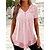 cheap T-shirts &amp; Blouses-Women&#039;s Shirt Blouse Black White Pink Plain Lace Short Sleeve Casual Basic V Neck Long S