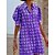 cheap Midi Dresses-Women&#039;s Shirt Dress Casual Dress Shift Dress Outdoor Daily Vacation Midi Dress Classic Casual Polyester Button Shirt Collar Summer Spring Fall Half Sleeve Loose Fit 2023 Yellow Red Purple Plaid S M L