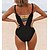 cheap One-Pieces-Women&#039;s Swimwear One Piece Normal Swimsuit Plain Cut Out Black Bodysuit Bathing Suits Beach Wear Summer Sports