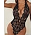 cheap Sexy Bodies-Women&#039;s Sexy Bodies Teddies &amp; Bodysuits Pure Color Lovers Hot See Through Home Bed Valentine&#039;s Day Lace Breathable Plunging Neck Sleeveless Backless Hole Summer Spring Black Red