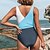 저렴한 원피스-여성용 수영복 한 조각 보통 수영복 체크무늬 컬러 블럭 인쇄 블랙 블러슁 핑크 네이비 블루 스카이 블루 바디 슈트 수영복 비치 웨어 여름 스포츠