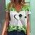 cheap Tees &amp; Tank Tops-Women&#039;s T shirt Tee Grass Green White Ivory Leaf St. Patrick&#039;s Day Print Short Sleeve Holiday Weekend V Neck Regular Floral Painting S