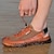 billiga Handgjorda skor för män-Herr Sandaler Platta sandaler Mode sandaler Lädersandaler Handgjorda skor Ledigt Strandstil Utomhus Strand Läder Nät Andningsfunktion Magisk tejp Röd Brun Svart Sommar