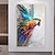 ieftine Picturi cu Animale-pictură în ulei 100% artă de perete pictată manual pictată manual pe pânză animal colorat abstract papagal pasăre decor decor pânză rulată fără cadru neîntins
