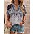 cheap Blouses &amp; Shirts-Women&#039;s Shirt Blouse Pink Red Blue Button Print Graphic Casual Holiday Short Sleeve V Neck Basic Regular S