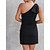 cheap Mini Dresses-Women&#039;s Party Dress Sheath Dress Black Dress Mini Dress Black Pure Color Sleeveless Summer Spring Backless Party One Shoulder Vacation Summer Dress 2023 S M L XL