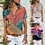cheap Basic Women&#039;s Tops-Women‘s Blouse T shirt Zipper Print Multi Color Tropical Shirt Collar T-shirt Sleeve Regular Spring &amp;  Fall Pattern 5 Pattern 7 Pattern 8