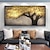 billiga Blom- och växtmålningar-oljemålning handgjord handmålad väggkonst abstrakt guldträd canvas målning heminredning dekor utsträckt ram redo att hängas
