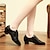 baratos Sapatos de Dança Latina-sun lisa sapatos latinos femininos sapatos modernos sapatos de dança baile de formatura dança de salão sola dividida salto grosso bico fechado com cadarço adulto preto