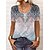 cheap T-shirts &amp; Blouses-Women&#039;s T shirt Tee Blue Graphic Button Print Short Sleeve Daily Basic U Neck Regular Floral S
