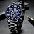 お買い得  クォーツ腕時計-男性クォーツ時計ファッション高級カジュアルアナログ腕時計ブレスレットセット黒ビジネスメンズステンレス鋼時計男性腕時計セット