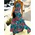 cheap Maxi Dresses-Women&#039;s Casual Dress Swing Dress Print Dress Long Dress Maxi Dress Streetwear Casual Floral Tribal Marbling Print Outdoor Daily Vacation Halter Sleeveless Dress Regular Fit White Dark Green Brown