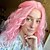 cheap Synthetic Wig-Stamped Glorious Pink Short Wavy Wigs for Women Pink Curly Wig for Girl Middle Part Bob Pink Wig Synthetic Wavy Wig Cosplay Part Use