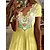 cheap Casual Dresses-Women&#039;s Casual Dress Floral Summer Dress Print Dress Scalloped Neck Print Midi Dress Outdoor Street Fashion Streetwear Loose Fit Short Sleeve Yellow Summer Spring S M L XL XXL