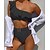 preiswerte Bikini-Sets-Damen Badeanzug Bikinis Normal Bademode Leopard Rüsche 2 Teile Ein-Schulter Schwarz Blau Purpur Braun Rosenrot Badeanzüge Strandbekleidung Sommer Sport