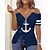 cheap Women&#039;s Tops-Women&#039;s Shirt Going Out Tops Blouse Concert Tops White Blue Graphic Quarter Zip Print Short Sleeve Casual Holiday Basic Cold Shoulder Regular S
