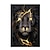 Недорогие Принт с животными-Настенные художественные постеры черный и золотой светлый лев на холсте современные картины животных для гостиной украшение дома без рамки
