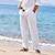 Χαμηλού Κόστους λινό παντελόνι-Ανδρικά Λευκά παντελόνια Παντελόνια Καλοκαίρι παντελόνι Παντελόνι παραλίας Κορδόνι Ελαστική μέση Σκέτο Άνεση Αναπνέει ΕΞΩΤΕΡΙΚΟΥ ΧΩΡΟΥ Καθημερινά Εξόδου Μείγμα Λινό / Βαμβάκι