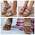 preiswerte Damensandalen-Damen Sandalen Boho Flache Sandalen Hausschuhe im Freien Outdoor Täglich Strand Gestreift Sommer Paillette Flacher Absatz Offene Spitze Vintage Brautkleider schlicht Minimalismus Polyester Halbschuhe