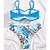 cheap Women&#039;s Swimwears-Women&#039;s Swimwear Bikini Normal Swimsuit 2 Piece Printing Leaf Blue Bathing Suits Sports Beach Wear Summer