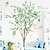 Недорогие Декоративные наклейки на стену-Скандинавские настенные наклейки с растениями, большие наклейки на фоне дерева, украшение для гостиной, дивана, самоклеящиеся наклейки, зеленые наклейки, 100*90 см