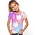 זול חולצות תלת מימד של ילדה-אופנה חיה חמודה מודפסת חולצת טריקו עם שרוולים קצרים אופנה חולצות צבעוניות מודפסות תלת מימד לבנים ובנות