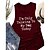 cheap Tees &amp; Tank Tops-Women&#039;s Tank Top White Wine Royal Blue Letter Text Print Sleeveless Casual Basic Funny Round Neck Regular Loose Fit Plus Size S