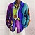 billiga grafiska skjortor för män-Herr Skjorta Grafisk skjorta Abstrakt Nedvikt Gul Blå Purpur Regnbåge 3D-tryck Utomhus Gata Långärmad Mönster Button-Down Kläder Mode Designer Ledigt Andningsfunktion