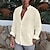 cheap Cotton Linen Shirt-Men&#039;s Shirt Linen Shirt Summer Shirt Beach Shirt Black White Navy Blue Long Sleeve Plain Turndown Spring &amp;  Fall Outdoor Street Clothing Apparel