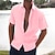 preiswerte Baumwoll-Leinenhemd-Herren leinenhemd Sommerhemd Strandhemd Schwarz Weiß Rosa Kurzarm Feste Farbe Umlegekragen Sommer Hawaiianisch Festtage Bekleidung Button-Down