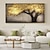 billiga Blom- och växtmålningar-oljemålning handgjord handmålad väggkonst abstrakt guldträd canvas målning heminredning dekor utsträckt ram redo att hängas