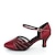 cheap Women&#039;s Dance Shoes-Women&#039;s Modern Shoes Indoor Practice Square Dance Heel Sequins Cuban Heel Buckle Adults&#039; Dark Red