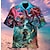 billiga lägerskjortor för män-Herr Skjorta Lägerskjorta Grafisk skjorta Aloha skjorta Bläckfisk Nedvikt Blågrön Havsblått Gul Rodnande Rosa Rubinrött Gata Ledigt Kortärmad 3D Button-Down Kläder Mode Designer Ledigt Bekväm