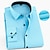 abordables Camisas de vestir-Hombre Camisa Camisa para Vestido Color sólido Escote Cuadrado Rosa Claro Azul cielo Negro / Blanco A B Talla Grande Boda Trabajo Manga Larga Ropa Negocios Bloque de Color Elegante Formal