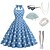 זול תחפושות מהעולם הישן-שמלת נדנדה משנות החמישים שמלה מתרחבת באורך הברך לנשים שמלת תאריכים 1 צמיד