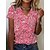 cheap Tees &amp; Tank Tops-Women&#039;s T shirt Tee Pink Red Orange Floral Print Short Sleeve Holiday Weekend Basic Round Neck Regular Floral Painting S