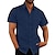 preiswerte Herrenhemd zum Knöpfen-Herren Hemd Knopfhemd Lässiges Hemd Schwarz Weiß Marineblau Kurze Ärmel Glatt Umlegekragen Frühling Sommer Casual Täglich Bekleidung Vordertasche