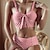olcso vintage fürdőruha-2 pcs Fürdőruha Bikini 1950-es Nagy szűkülő Női Kockás Poliészter Arcpír rózsaszín Melltartó Alsónadrág