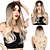 cheap Synthetic Wig-Ombre Blonde Wigs for White Women with bangs Long Curly Wavy Synthetic Hair Wigs Middle Part Heat Resistant Wig for Women Daily Use Travel Cosplay Wedding Birthday Holiday Festival Party Wig