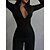 abordables Combinaisons femme-Combinaison Femme Zippé Lettre Mao Vêtement de rue Plein Air sport Standard manche longue Noir S Eté