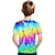 baratos camisetas 3d menino-T-shirt de manga curta colorida arco-íris multi-tinta para crianças, camisas coloridas impressas em 3D para meninos e meninas