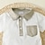 baratos Conjuntos-colarinho polo branco camisa manga curta bermuda marrom roupa de duas peças