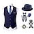 cheap Historical &amp; Vintage Costumes-1920s Vest Hat Accesories Detective Set The Great Gatsby Classical Roaring 20s Bow Tie Men&#039;s Costume Vintage Cosplay Cocktail Party Wedding