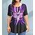cheap Tees &amp; Tank Tops-Women&#039;s T shirt Tee Black Red Purple Butterfly Print Short Sleeve Daily Weekend Basic Round Neck Regular Butterfly Painting Plus Size L