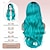 cheap Costume Wigs-Love Ombre Bluish Green Wigs Long Curly Wavy Teal Blue Side Part Wig 2 Tones Dark Roots Synthetic Daily Party Cosplay Wigs for Women