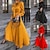 Χαμηλού Κόστους Σατέν Φορέματα-Γυναικεία Φόρεμα για πάρτυ Σατέν Φόρεμα Φόρεμα ριχτό από τη μέση και κάτω Μακρύ Φόρεμα Μάξι Φόρεμα Μαύρο Κίτρινο Ρουμπίνι Μακρυμάνικο Μονόχρωμες Με Κορδόνια Άνοιξη Φθινόπωρο Χειμώνας Όρθιος Γιακάς